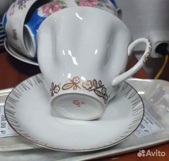 Чашка с блюдцем лфз фарфор