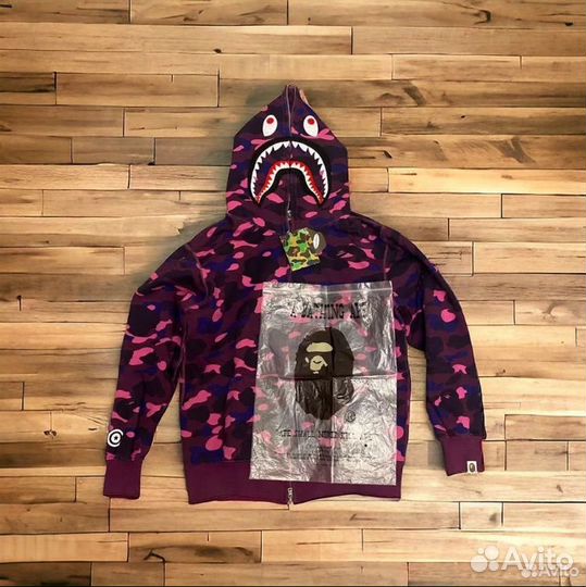Зип худи Bape shark фиолетовая