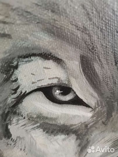 Картина маслом на холсте с изображением волка