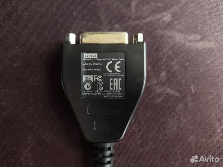 DisplayPort to Single-Link DVI-D адаптер