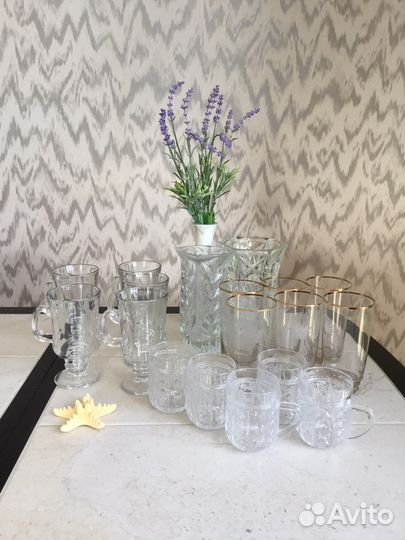 Бокалы для глинтвейна, Вазы, Кружки хрусталь, др