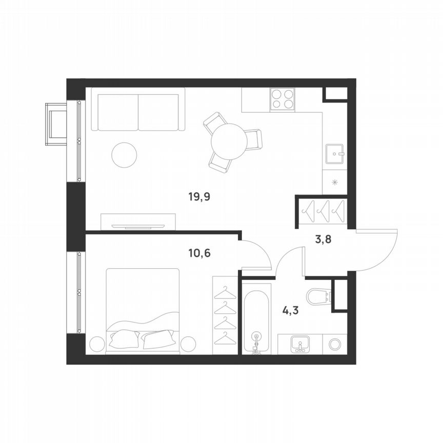 1-к. квартира, 38,6 м², 14/17 эт.