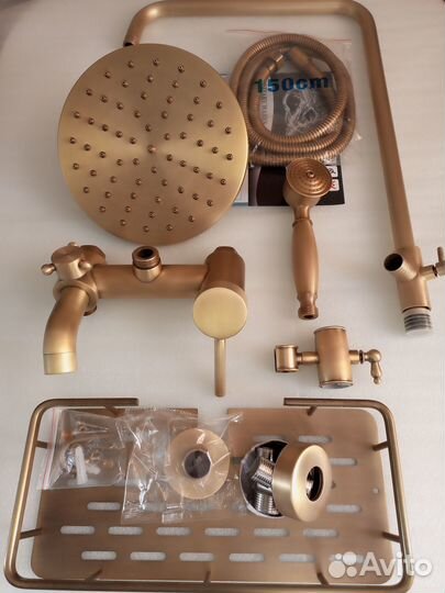 Смеситель с тропическим душем бронза новый