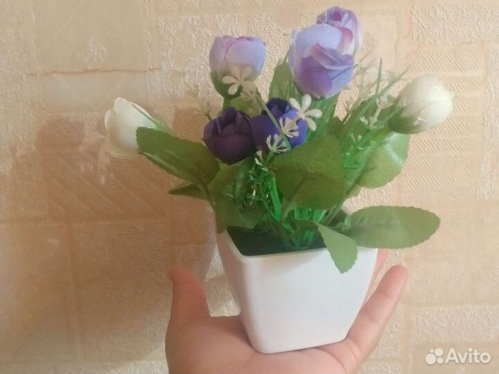 Искусственные цветы в горшках бу