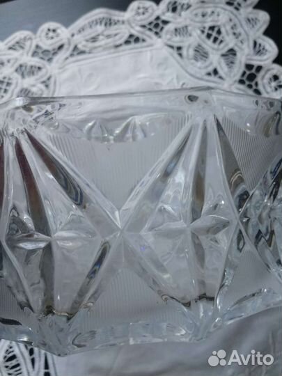 Хрустальная ваза для фруктов СССР большая