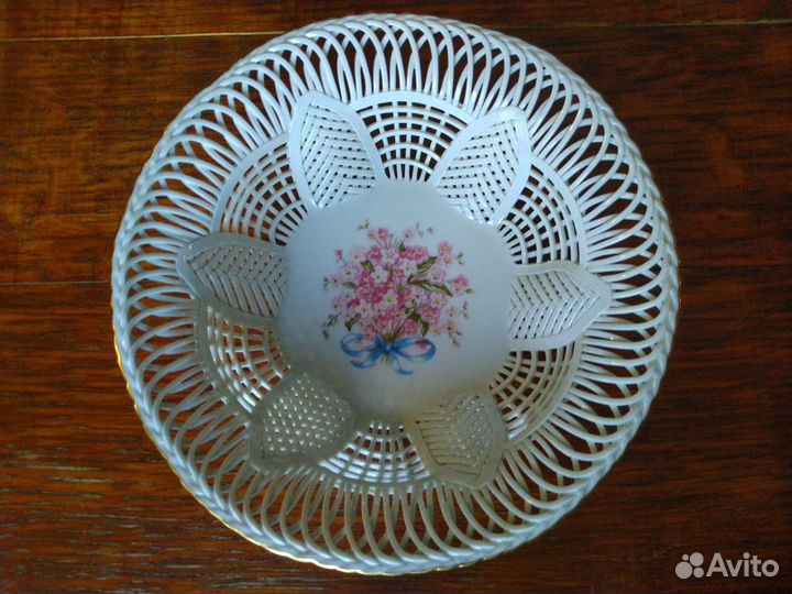 Винтаж ваза конфетница плетёный фарфор moga
