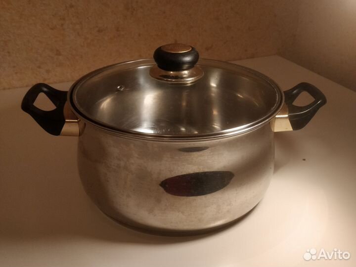 Кастрюля с крышкой, 6л, нержавейка