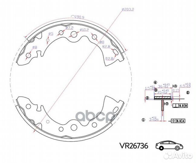 Колодки задние nissan almera B10 06- барабанные