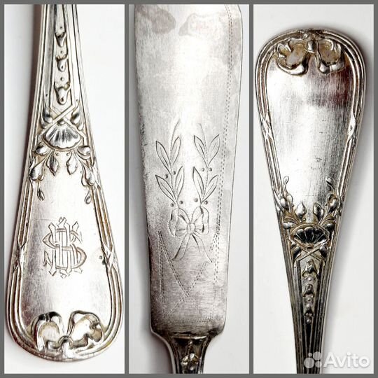 Два старинных ножа для сыра. Посеребрение