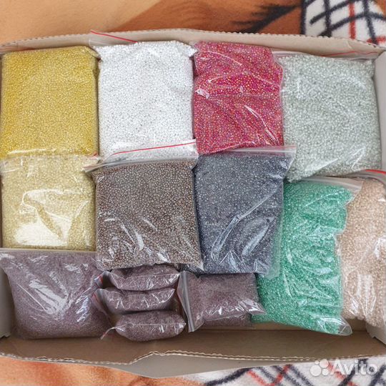 Бисер, стеклярус, рубка остатки, пакеты от 30гр
