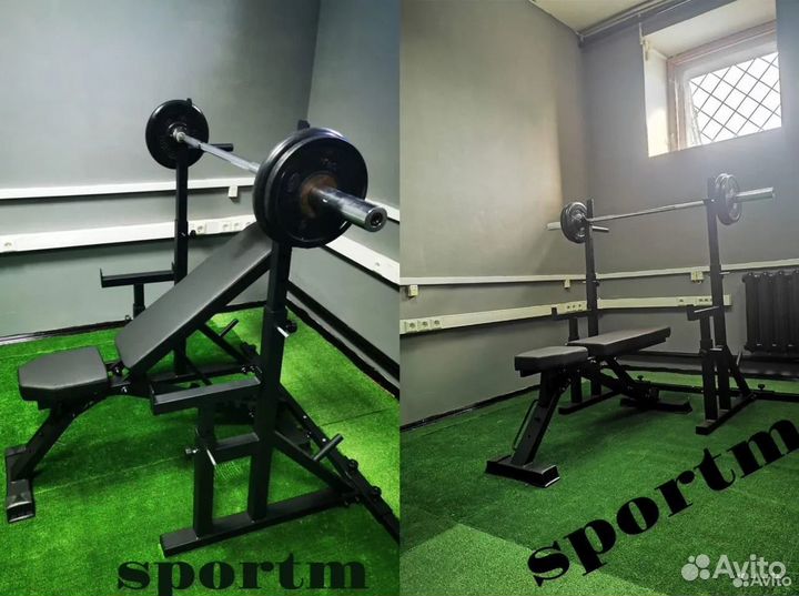 Скамья для жима + стойки с подстраховкой