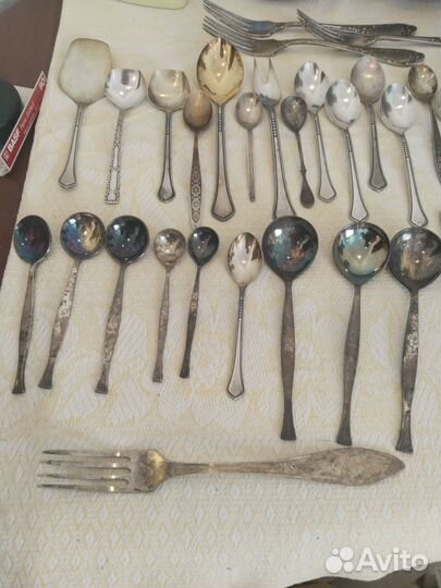 Ложки вилки лопатки мельхиор СССР новое