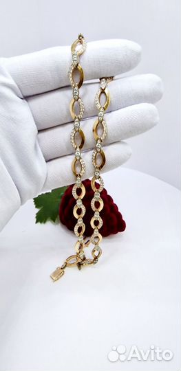 Золотое колье с фианитами 30,5гр