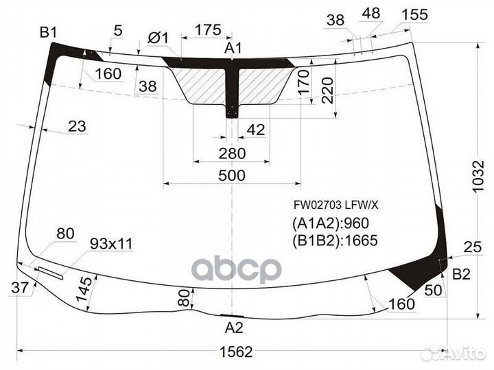 Стекло лобовое acura MDX 06-13 FW02703 LFW/X XYG