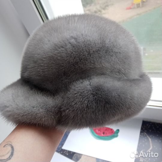 Шапка норковая женская серая
