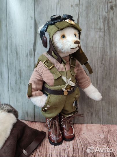 Мишка Тедди ручная работа летчик Всеволод
