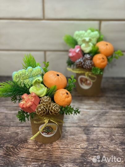 Новогодний букет из мыла