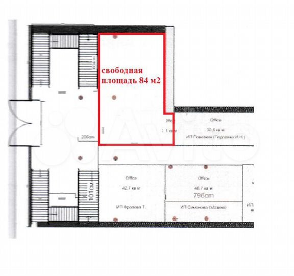 Свободного назначения, 84 м² (2 этаж)