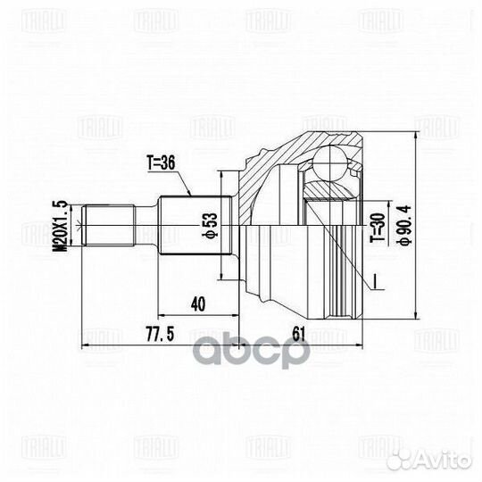 Шрус для а/м Audi A3 (96) (наруж.) (GO 1820) G