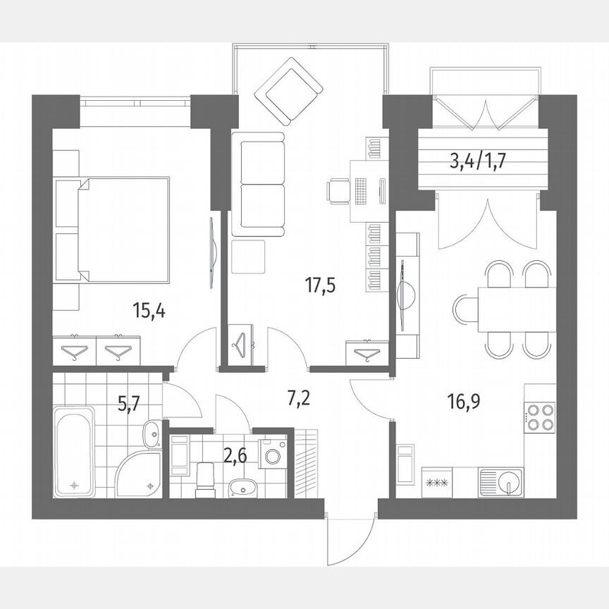 2-к. квартира, 67 м², 13/13 эт.