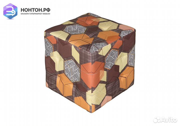 Пуф 4Н коричневый геометрический рисунок