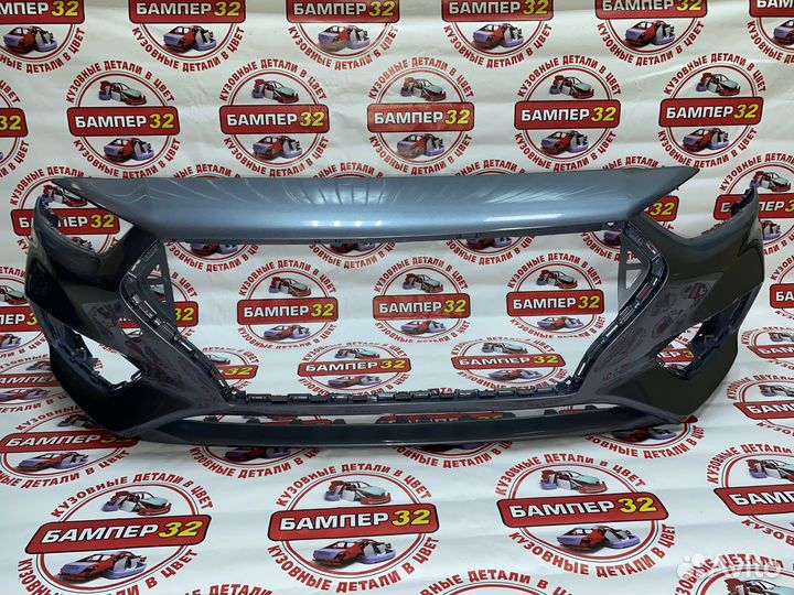 Передний бампер Хендай Солярис 2017 серый