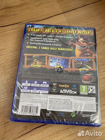 Crash Bandicoot N’sane Trilogy диск для PS4 новый