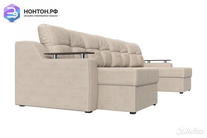 Диван п-образный еврокнижка Сенатор бежевый