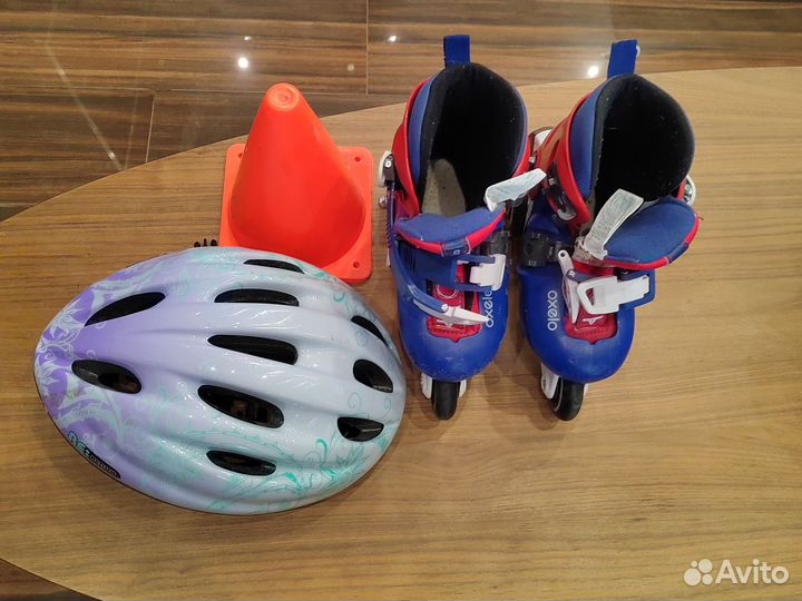 Ролики детские бу, шлем, конусы