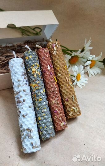 Свечи из вощины с травами ручная работа
