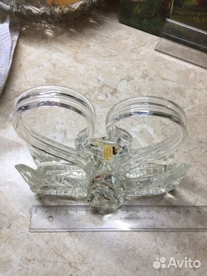 Салфетница Лебеди стекло