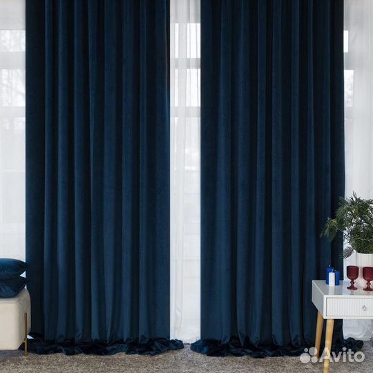 Шторы бархат Беллиссимо синяя ночь
