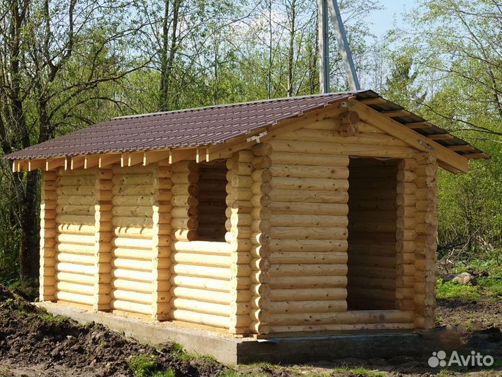 Сруб Бани 2.8х6.0м. с перегородками из бревна