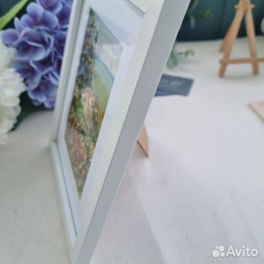 Картина маслом с пейзажем в рамке пейзаж маки