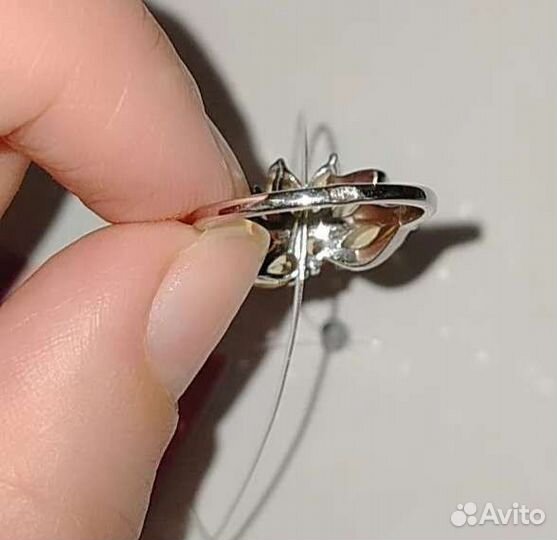 Серебряное кольцо с нат. цитринами, 17,5 размер