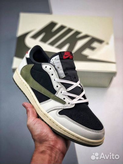 Кроссовки nike air jordan 1 travis scott olive