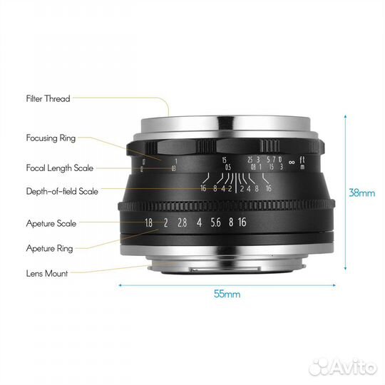 Обьектив Andoer Fujifilm 35mm f/1.6