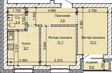2-к. квартира, 44,7 м², 9/10 эт.