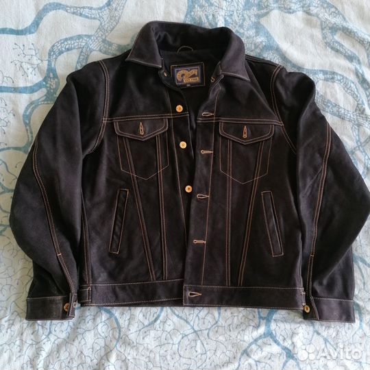 Кожаная мото куртка замша джинсовка