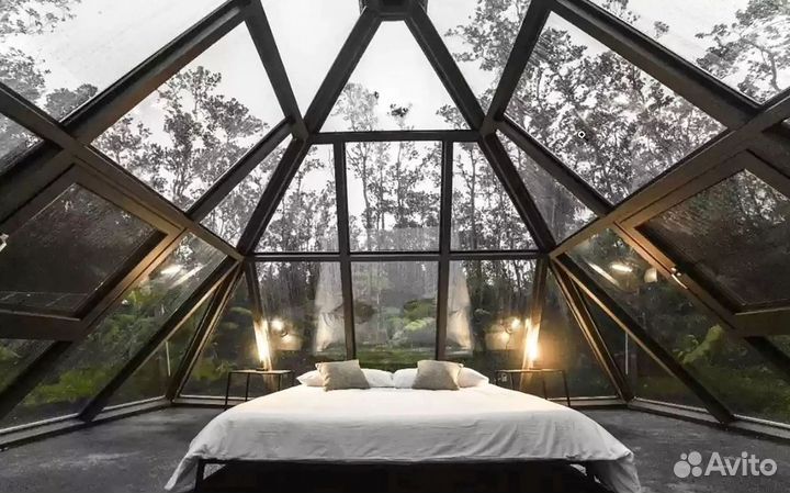 Панорамная беседка из стекла