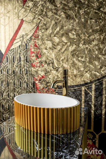Boheme Monaco Раковина Canale рифл глянец золото