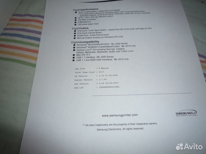 Лаз. принтер Samsung ML 2015