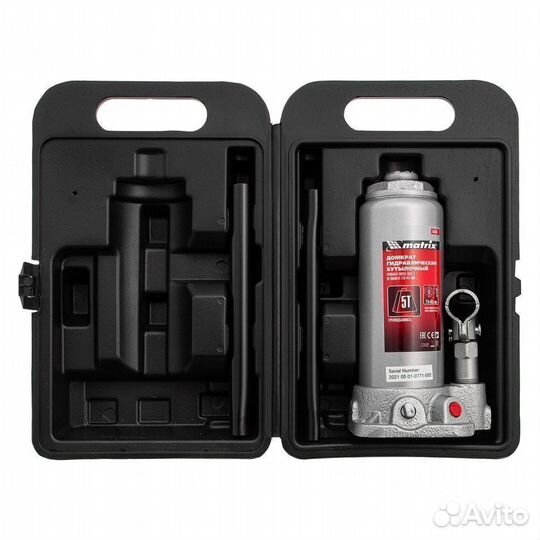 Домкрат Matrix бутылочный, 5 т, 216-413 мм, в кейс
