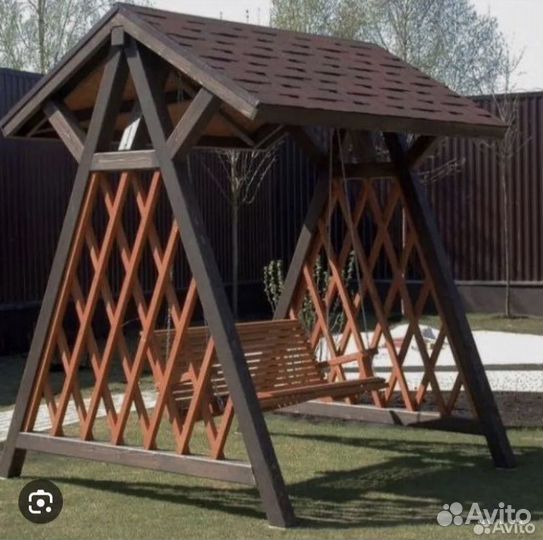 Садовые качели и детские площадки из дерева