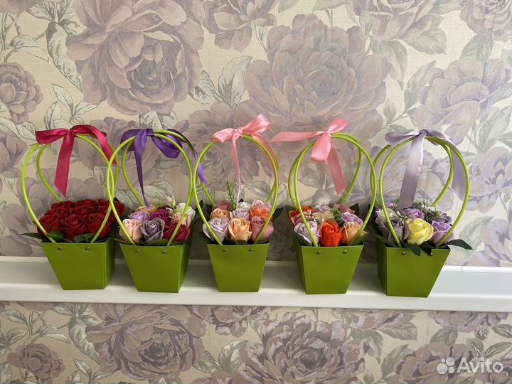 Букеты из мыльных цветов пенных роз