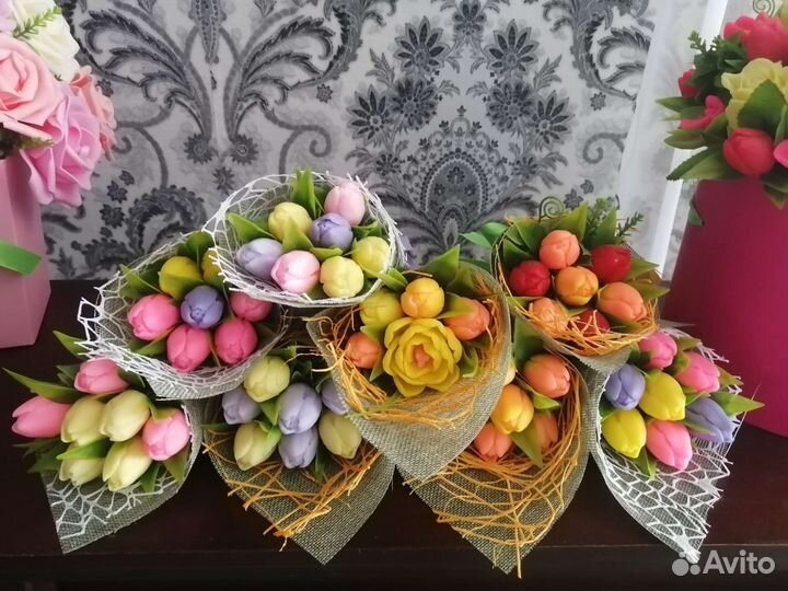 Букет тюльпанов из мыла