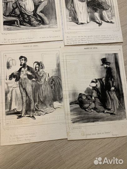 Гаварни 6 литографий «Париж вечером» 1840