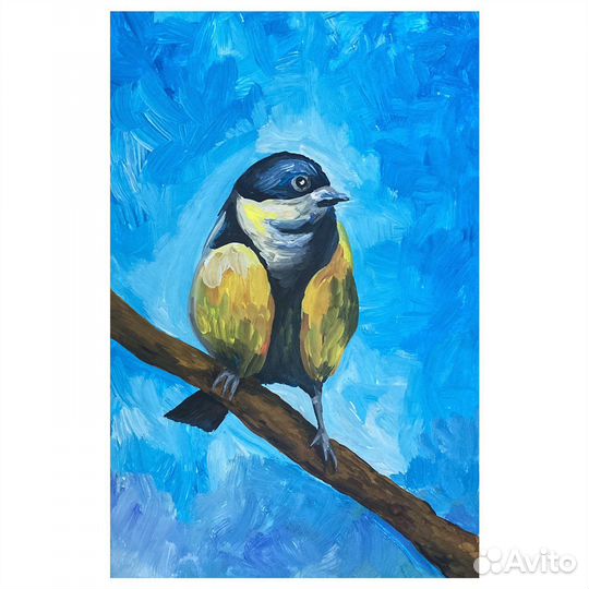 Картина «Синица на ветке» А4