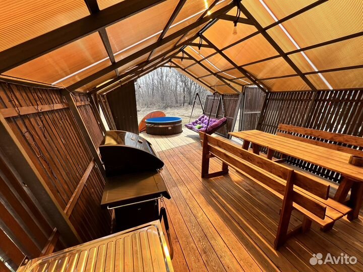 Беседка с баней и купелью