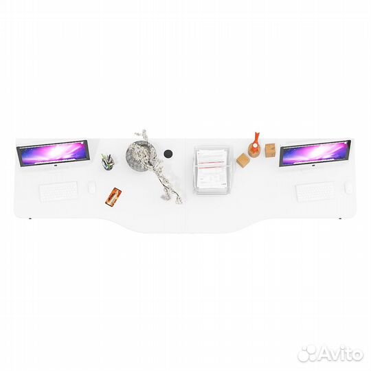 Два стола письменных Мебельный Двор мд 1.04 цвет венге/белый шагрень, шхгхв 260х75х74 см